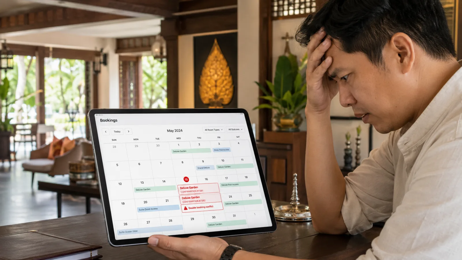 ระบบจองที่พัก ป้องกัน double booking ด้วยปฏิทิน real-time