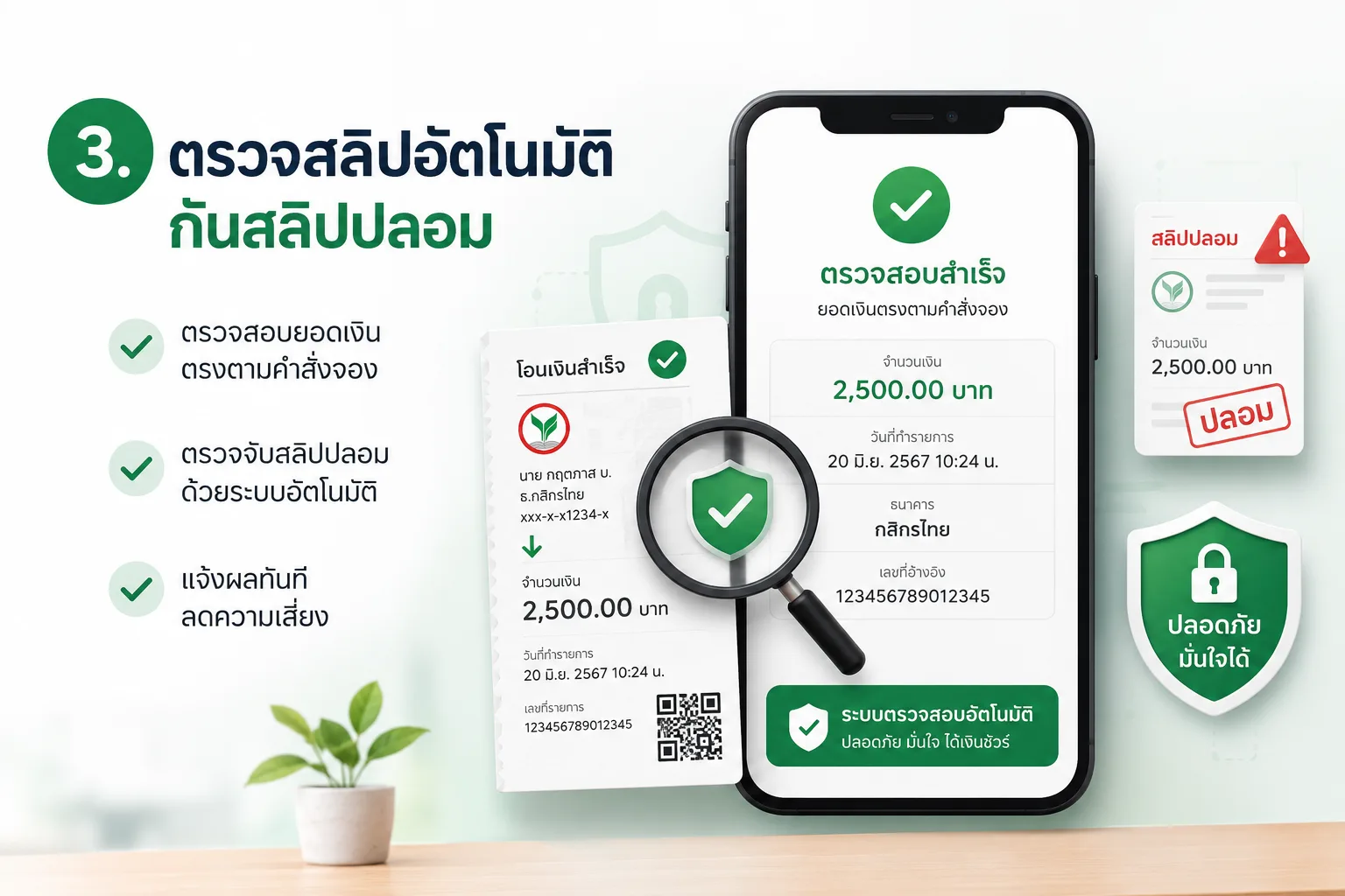 ระบบจองตรวจสลิปอัตโนมัติ กันสลิปปลอม